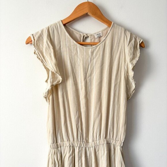 Aritzia Wilfred Fleurette Ruffled Wide Leg Jumpsuit Striped Cream Size Small - Picture 5 of 9